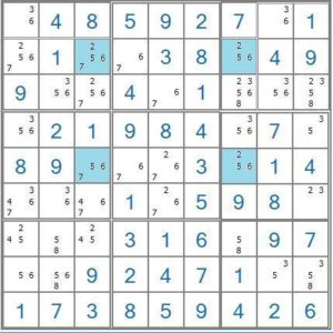 Sudoku Puzzle X-Wing Example